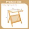 Boho End Table Wicker Rattan Glass Top Side Table Z Shaped Frame Nightstand Magazine Storage Shelf Accent Table Living Room